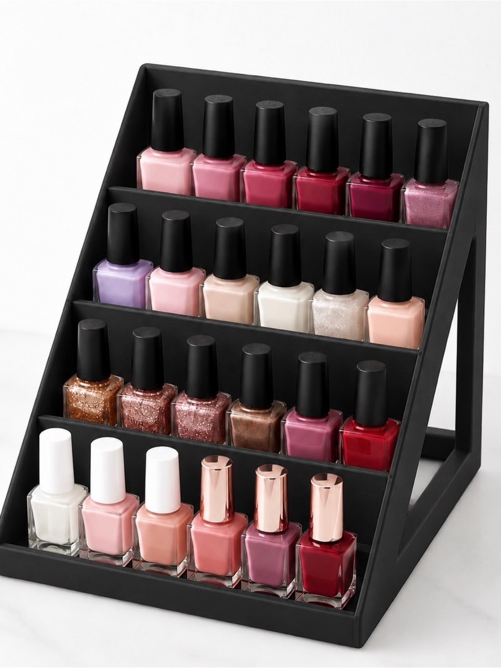 Black Tiered Nail Polish Display Organizer - Black